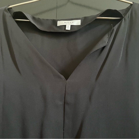 Silk v-neck top MILLY black size 8 - Picture 5 of 6